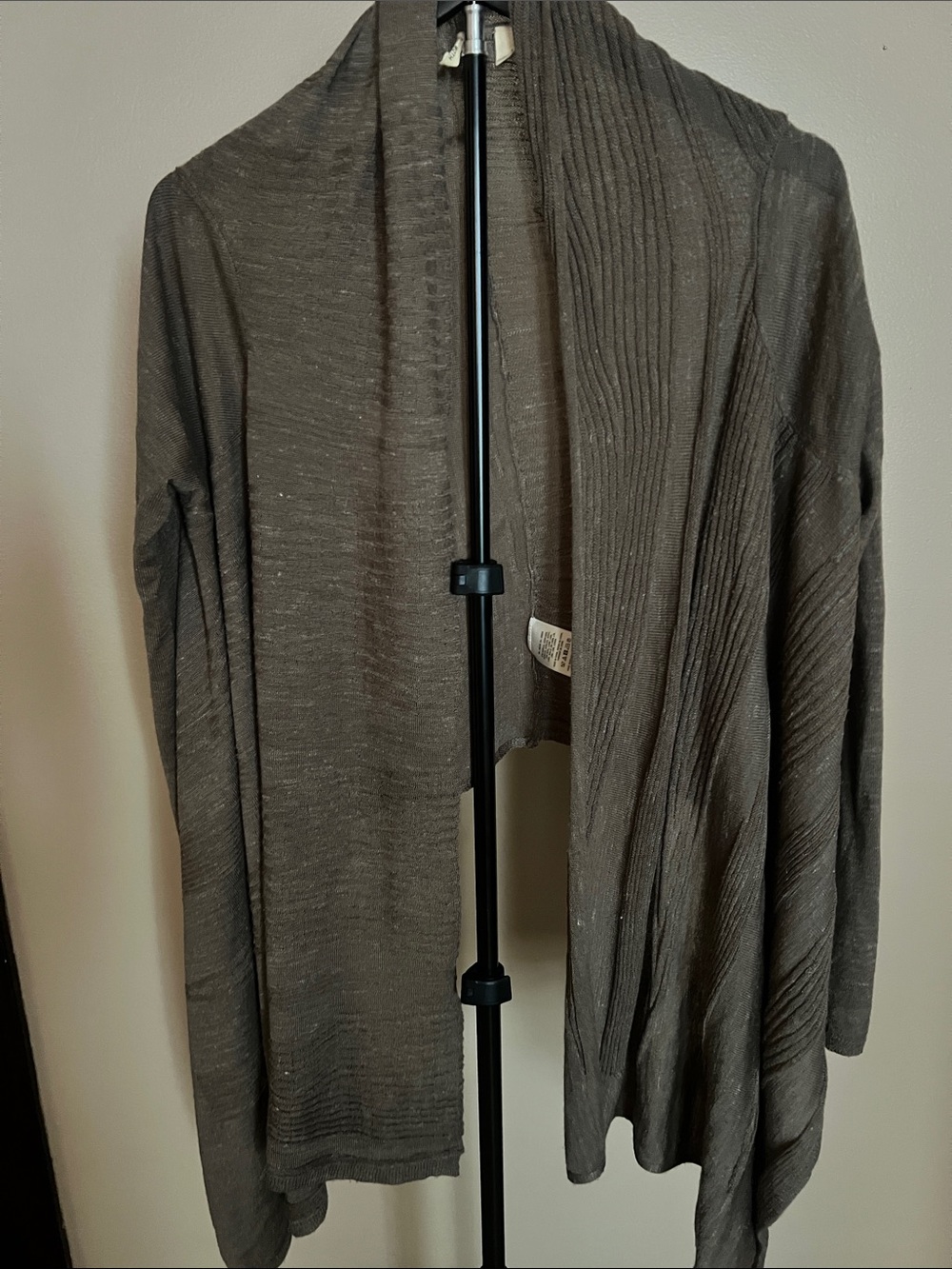 Moth Olive Gray Knit Open Cardigan